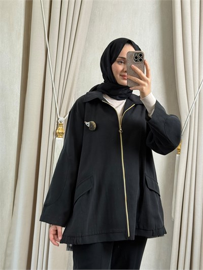 Ghisa 3299 Kirpi Aksesuar Detaylı Ceket Siyah