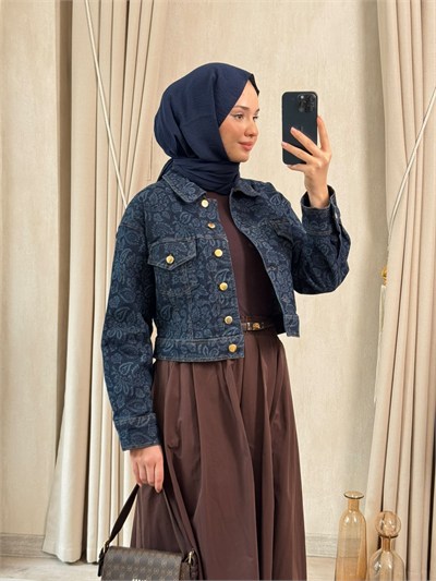 Miori Jose Desenli Denim Ceket