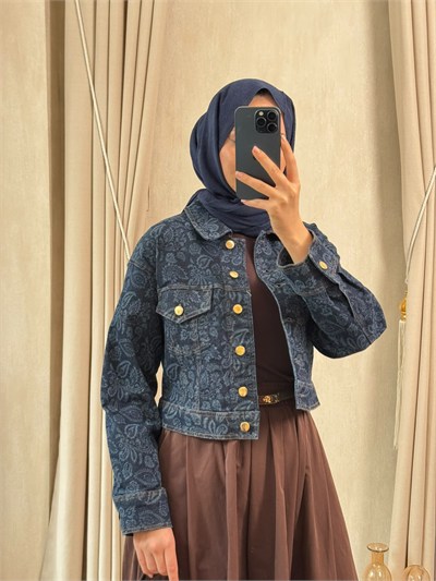 Miori Jose Desenli Denim Ceket