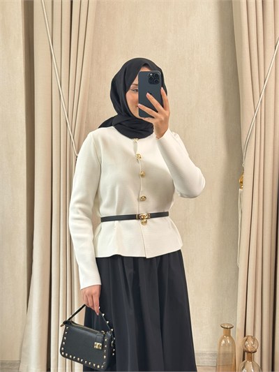 NUSS 603 Triko Ceket Ekru