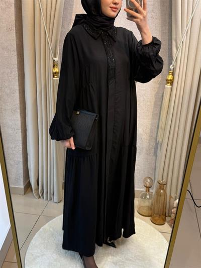 Lissmore 6297 Boncuk İşlemeli Elbise Siyah