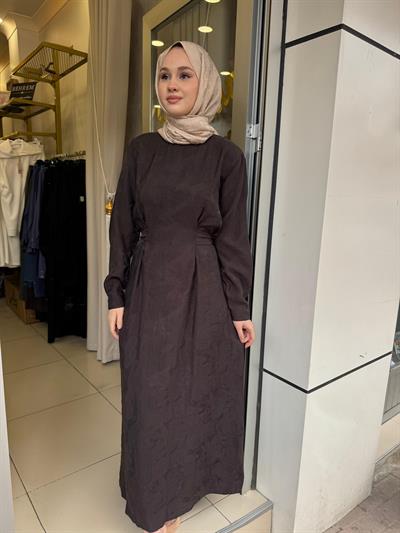 Nuss 2049 Bel Kemer Detaylı Elbise Bitter