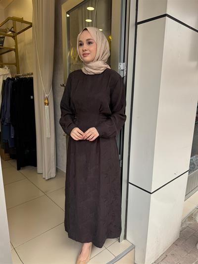 Nuss 2049 Bel Kemer Detaylı Elbise Bitter