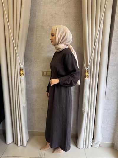 Nuss 2049 Bel Kemer Detaylı Elbise Bitter