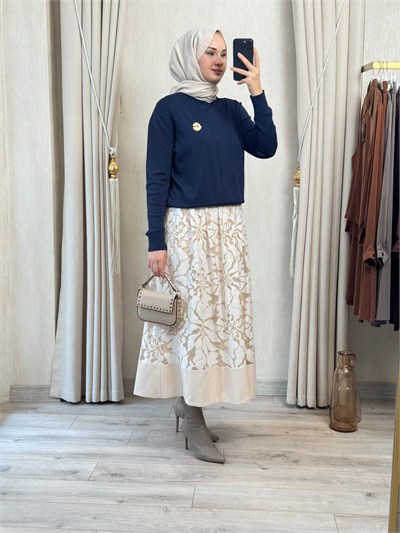 SENTEZ Rose 5806 Dantelli Etek Bej