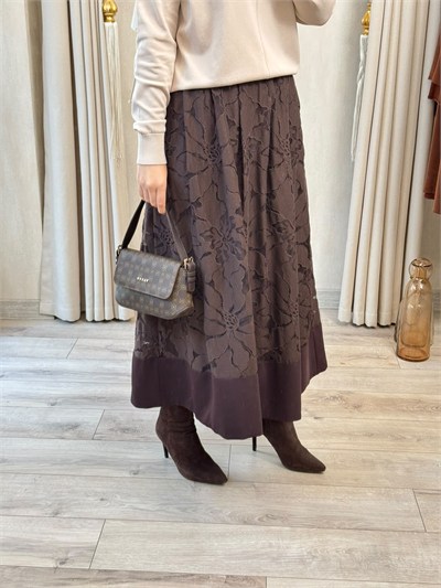SENTEZ Rose 5806 Dantelli Etek Kahverengi
