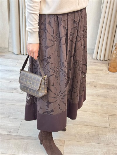 SENTEZ Rose 5806 Dantelli Etek Kahverengi