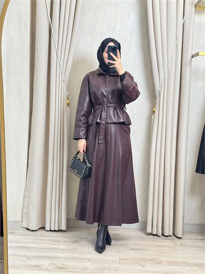 WENNORA 2015 Deri Etek Bordo