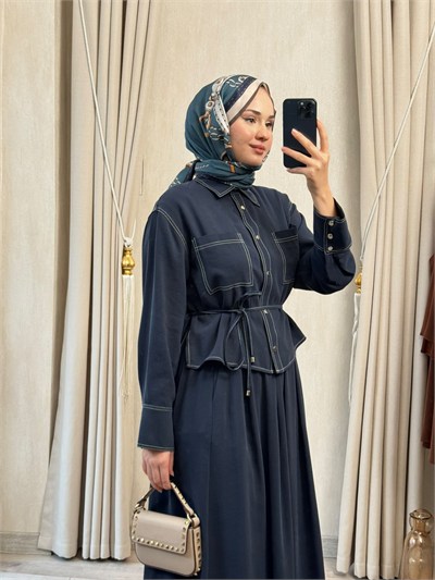 Miori Aven Taşlanmış Modal Etekli Takım Lacivert