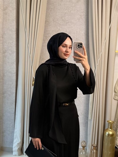 Miori Misse Brit Düğmeli Etekli Takım Siyah