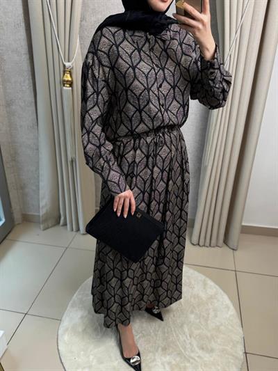 Miori Torino Etekli Rayon Viskon Etekli Takım Siyah