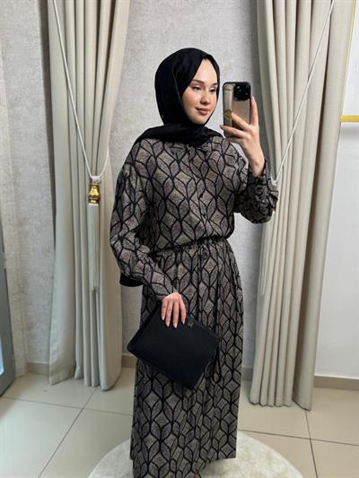 Miori Torino Etekli Rayon Viskon Etekli Takım Siyah