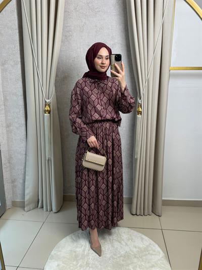 Miori Torino Etekli Rayon Viskon Etekli Takım Bordo