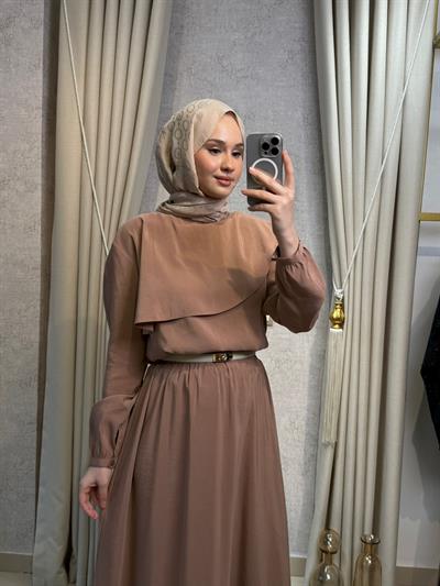 Nuss 1088 Modal Kumaş Etekli Takım Çikolata