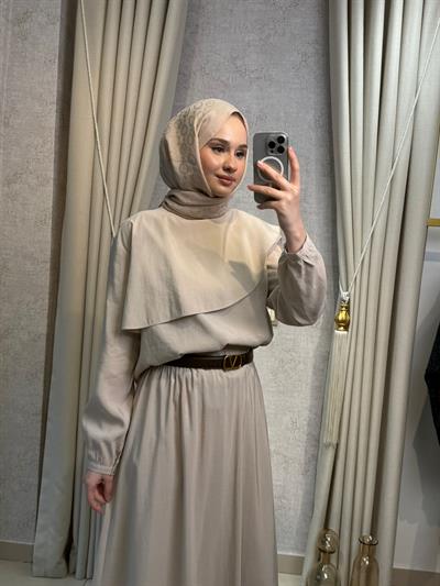 Nuss 1088 Modal Kumaş Etekli Takım Kum Beji