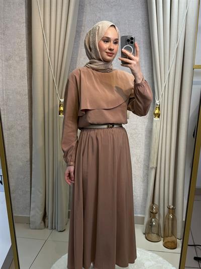 Nuss 1088 Modal Kumaş Etekli Takım Çikolata