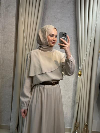 Nuss 1088 Modal Kumaş Etekli Takım Kum Beji