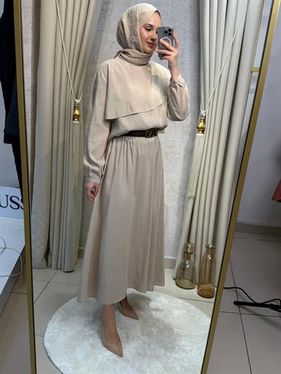 Nuss 1088 Modal Kumaş Etekli Takım Kum Beji