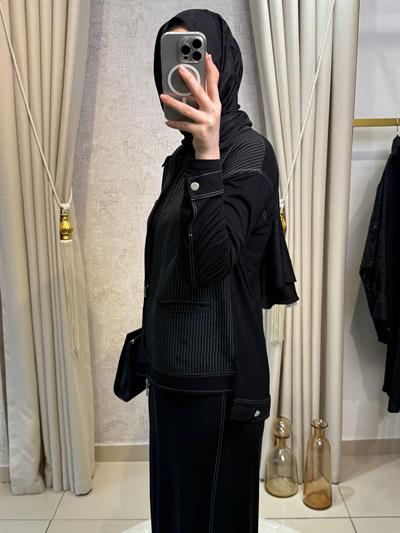 Tığ Triko 5064 Spor Dikişli Etekli Takım Siyah