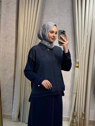 Tığ Triko 5064 Spor Dikişli Etekli Takım Lacivert