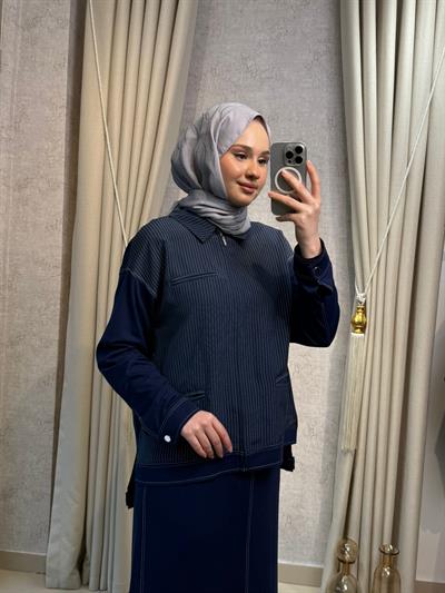 Tığ Triko 5064 Spor Dikişli Etekli Takım Lacivert
