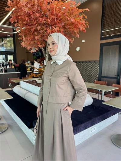 WENNORA 2013 Yaka Dantel Detaylı Takım Bej 