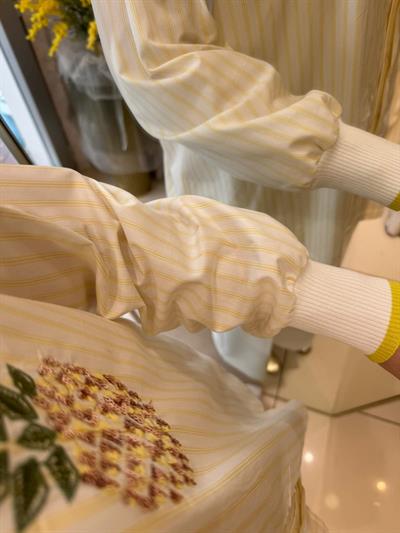 Tığ Triko 4008 Triko Ribana Detaylı Nakışlı Poplin Gömlek sarı