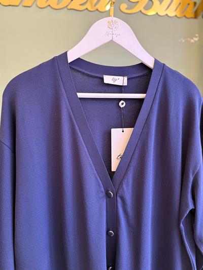 Tığtriko 21891 Eteği Simli Önden Düğmeli Rayon Hırka Lacivert