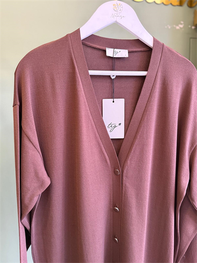Tığtriko 21891 Eteği Simli Önden Düğmeli Rayon Hırka Kahverengi