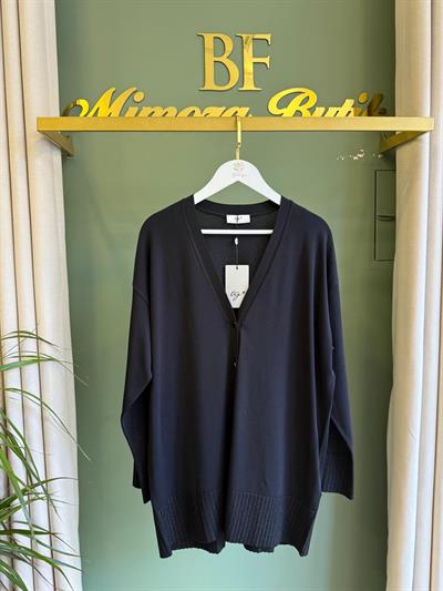 Tığtriko 21891 Eteği Simli Önden Düğmeli Rayon Hırka Siyah