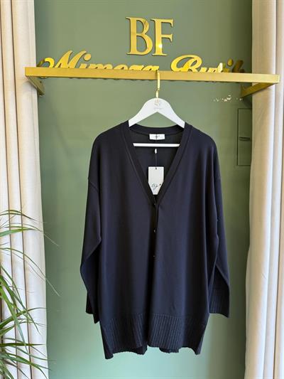 Tığtriko 21891 Eteği Simli Önden Düğmeli Rayon Hırka Siyah