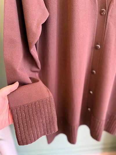 Tığtriko 21891 Eteği Simli Önden Düğmeli Rayon Hırka Kahverengi