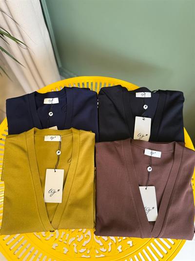 Tığtriko 21891 Eteği Simli Önden Düğmeli Rayon Hırka Kahverengi