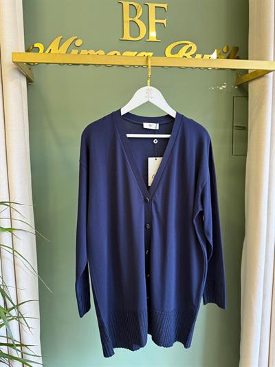 Tığtriko 21891 Eteği Simli Önden Düğmeli Rayon Hırka Lacivert