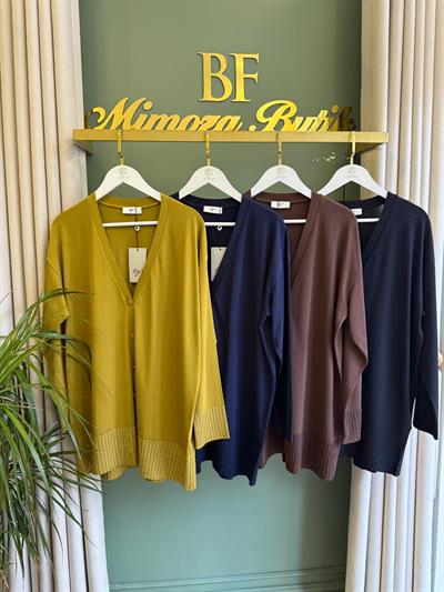Tığtriko 21891 Eteği Simli Önden Düğmeli Rayon Hırka Lacivert