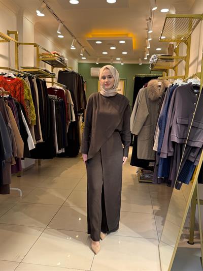 Miori Vogue Pantolonlu Takım Kahverengi