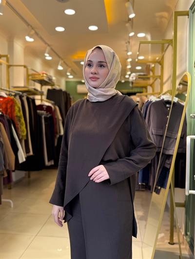 Miori Vogue Pantolonlu Takım Kahverengi
