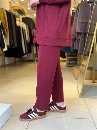 Tığ Triko Spor Dikişli Pantolonlu Takım 5039 Bordo