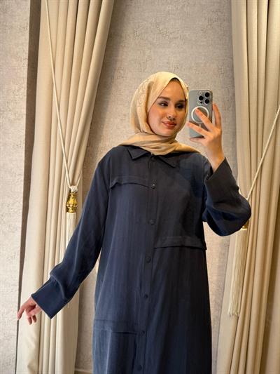 Nuss 6036 Natural Kumaş Gömlek Kap İndigo