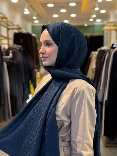 Wennora Paris Collection Zincir Desen Şal Lacivert