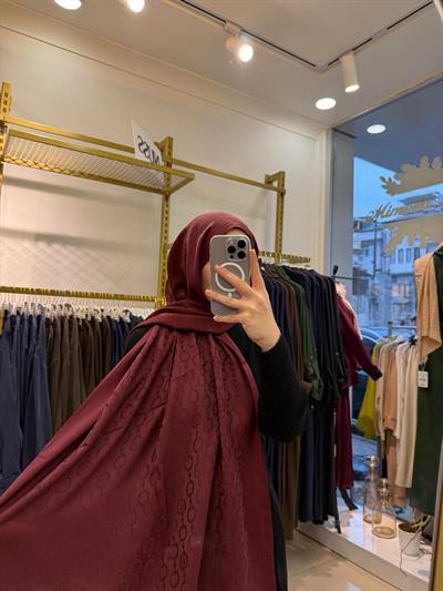 Wennora Paris Collection Zincir Desen Şal Bordo