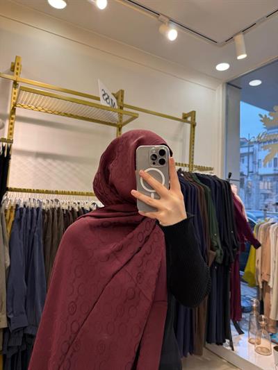 Wennora Paris Collection Zincir Desen Şal Bordo