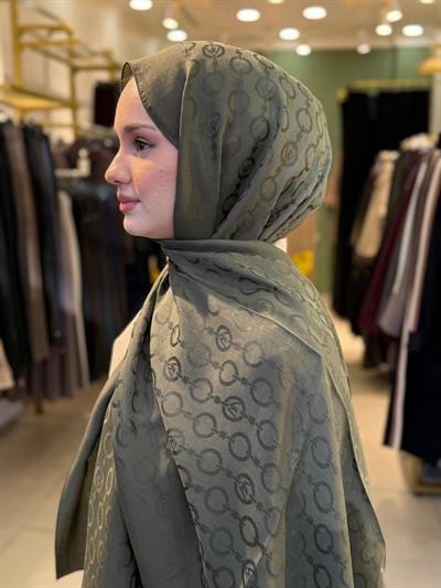 Wennora Paris Collection Zincir Desen Şal Yeşil