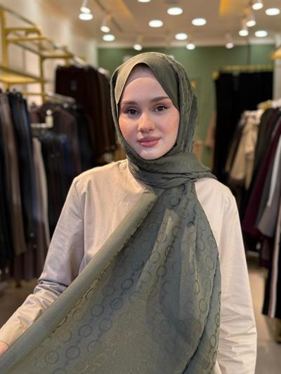 Wennora Paris Collection Zincir Desen Şal Yeşil