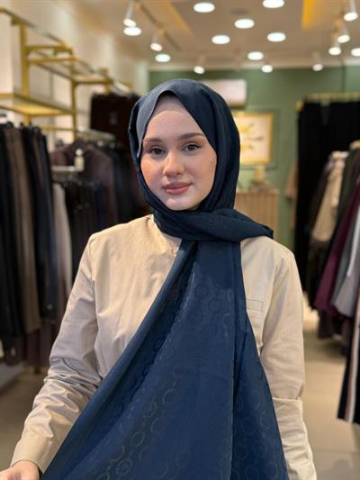 Wennora Paris Collection Zincir Desen Şal Lacivert