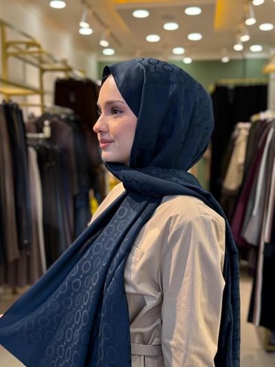 Wennora Paris Collection Zincir Desen Şal Lacivert