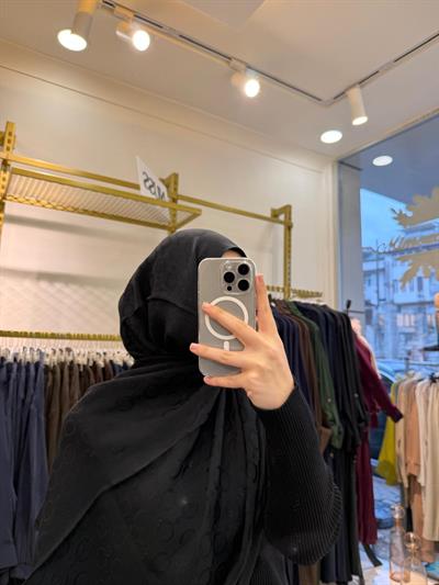 Wennora Paris Collection Zincir Desen Şal Siyah