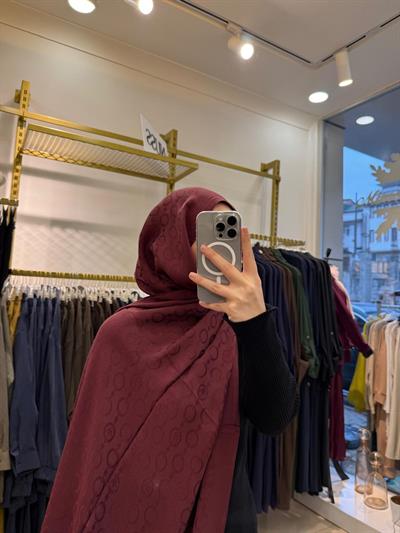 Wennora Paris Collection Zincir Desen Şal Bordo
