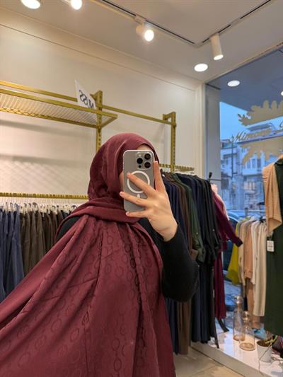 Wennora Paris Collection Zincir Desen Şal Bordo
