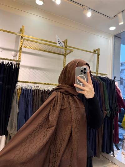 Wennora Paris Collection Zincir Desen Şal Kahverengi